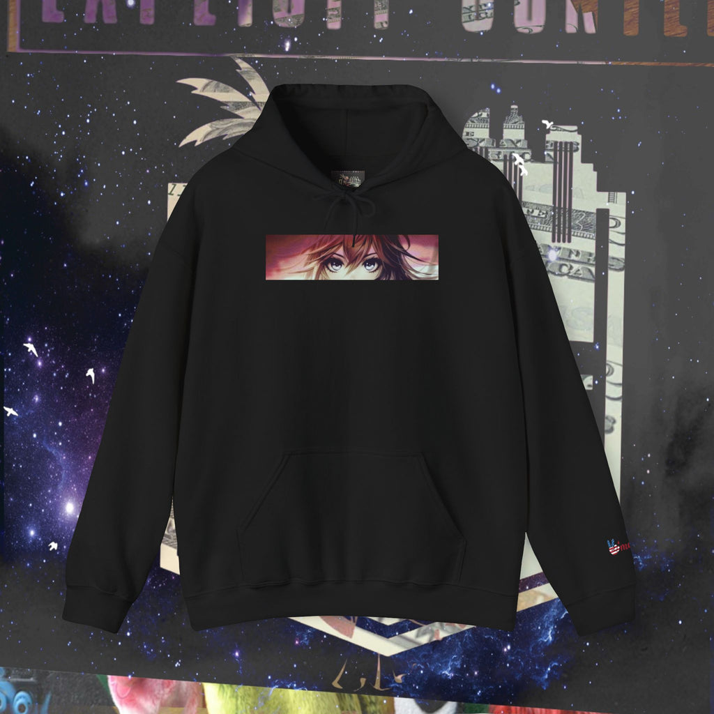 Dramatic Anime Hoodie retro anime eye design close-up