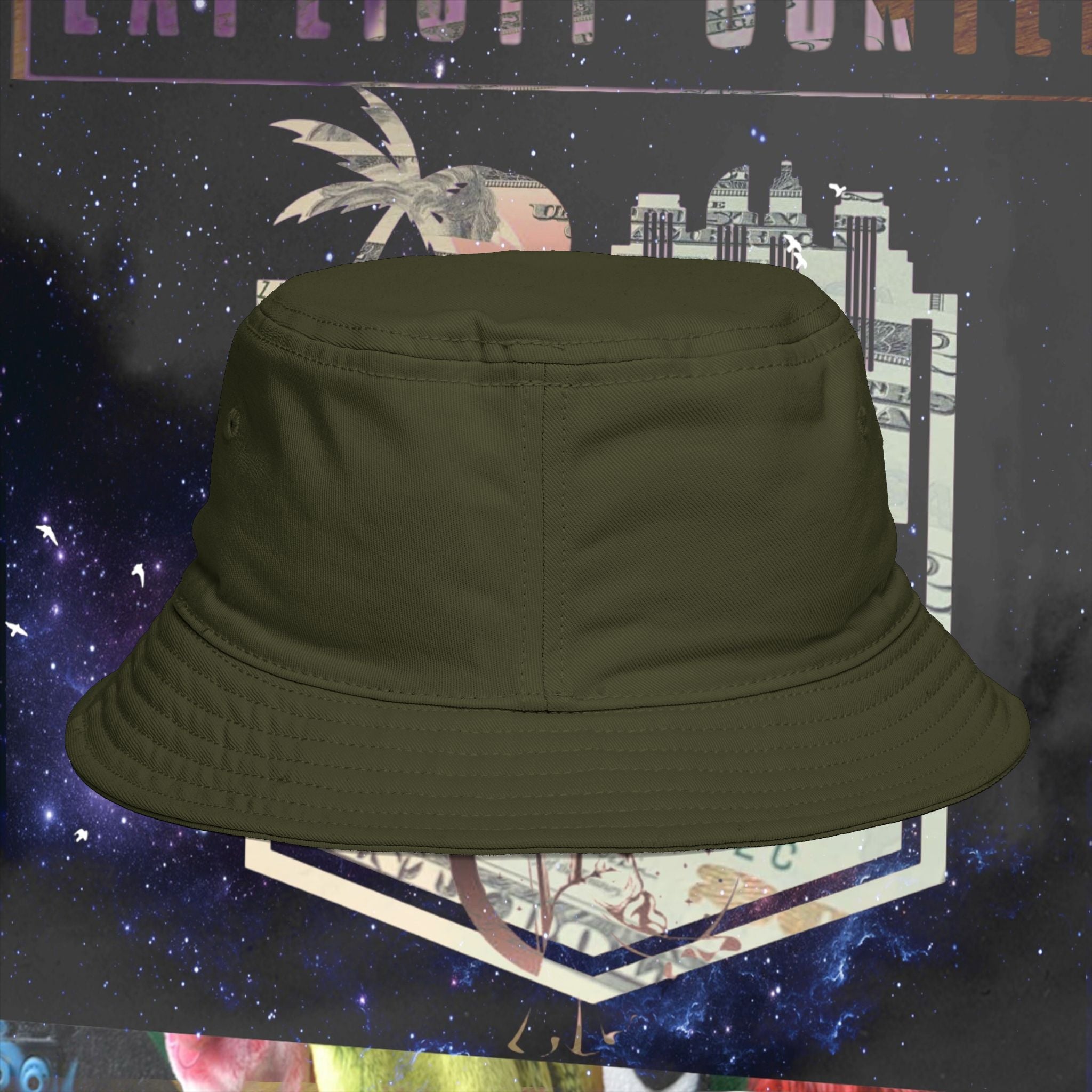 Progress Over Perfection Bucket Hat embroidered black front view